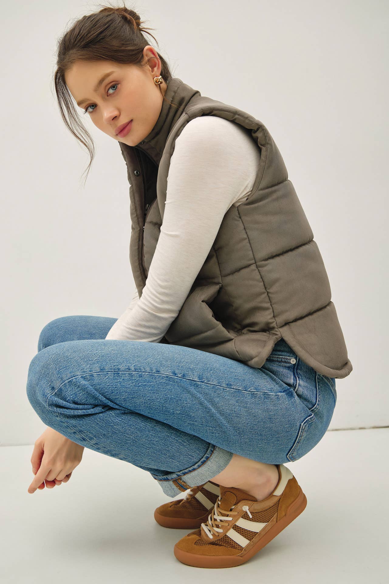 NEW COLOR-SUEDE LIKE PUFFER VEST