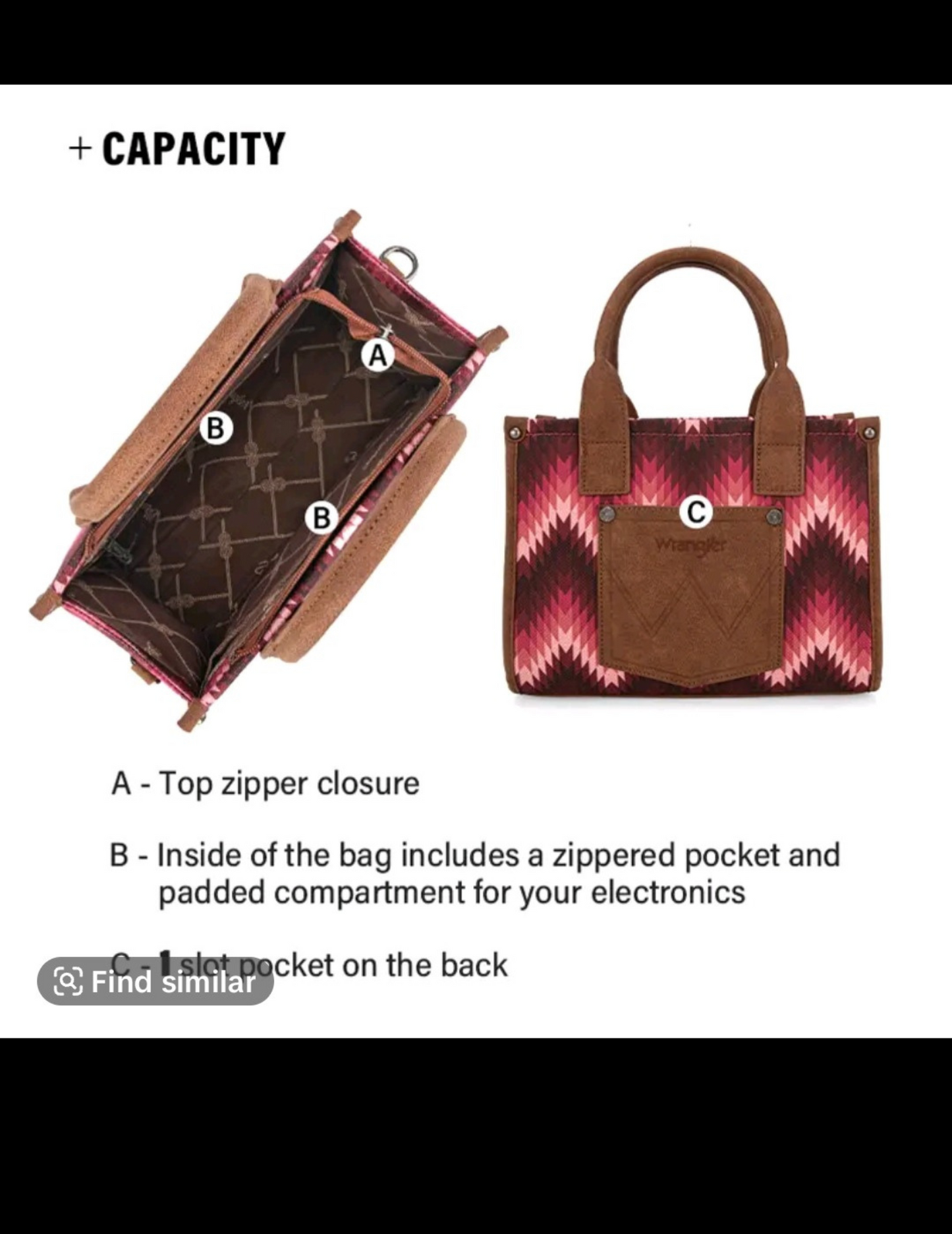 Zig Zag Print Small Tote with matching wallet