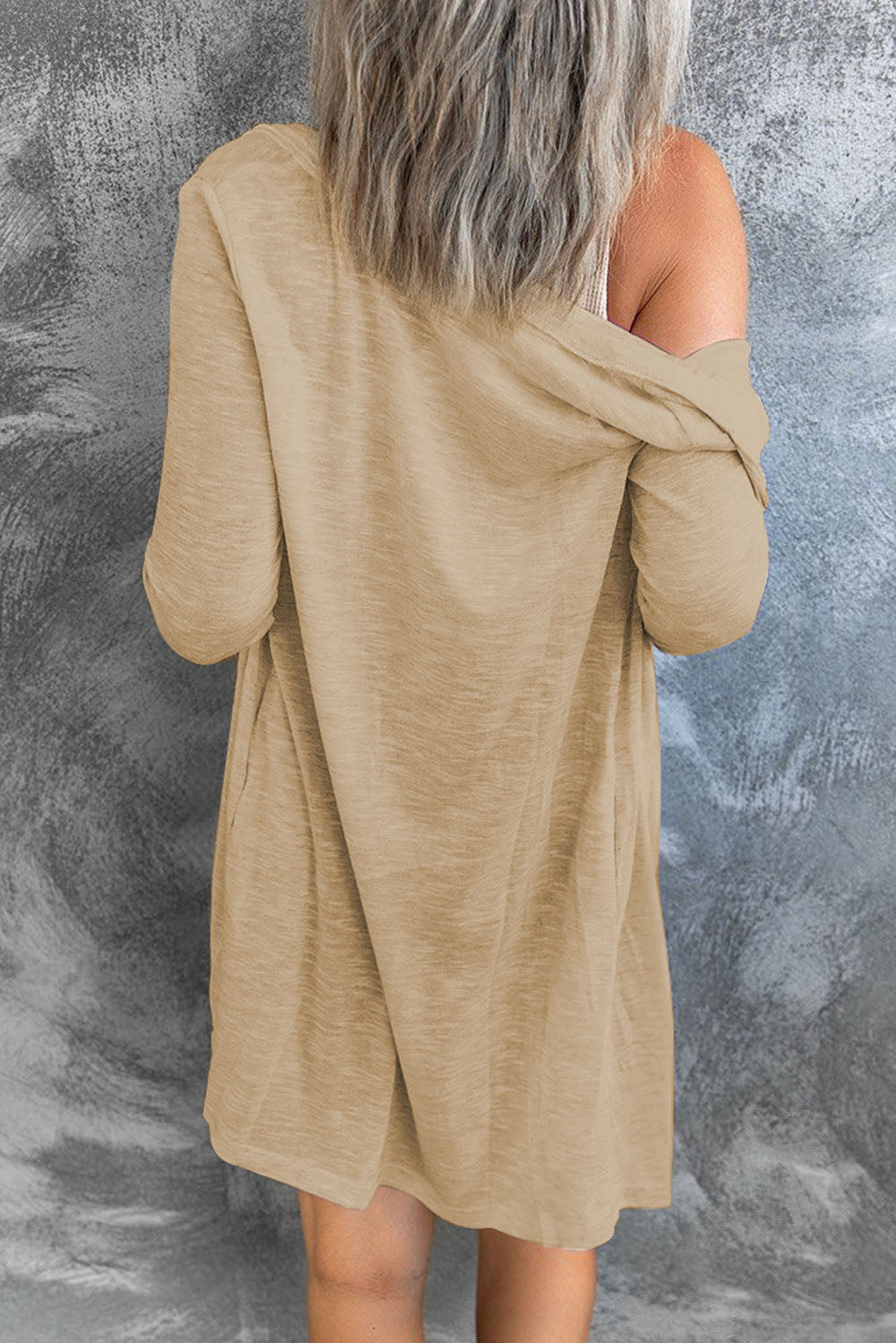 Black Casual Button Front Open Front Cover Up