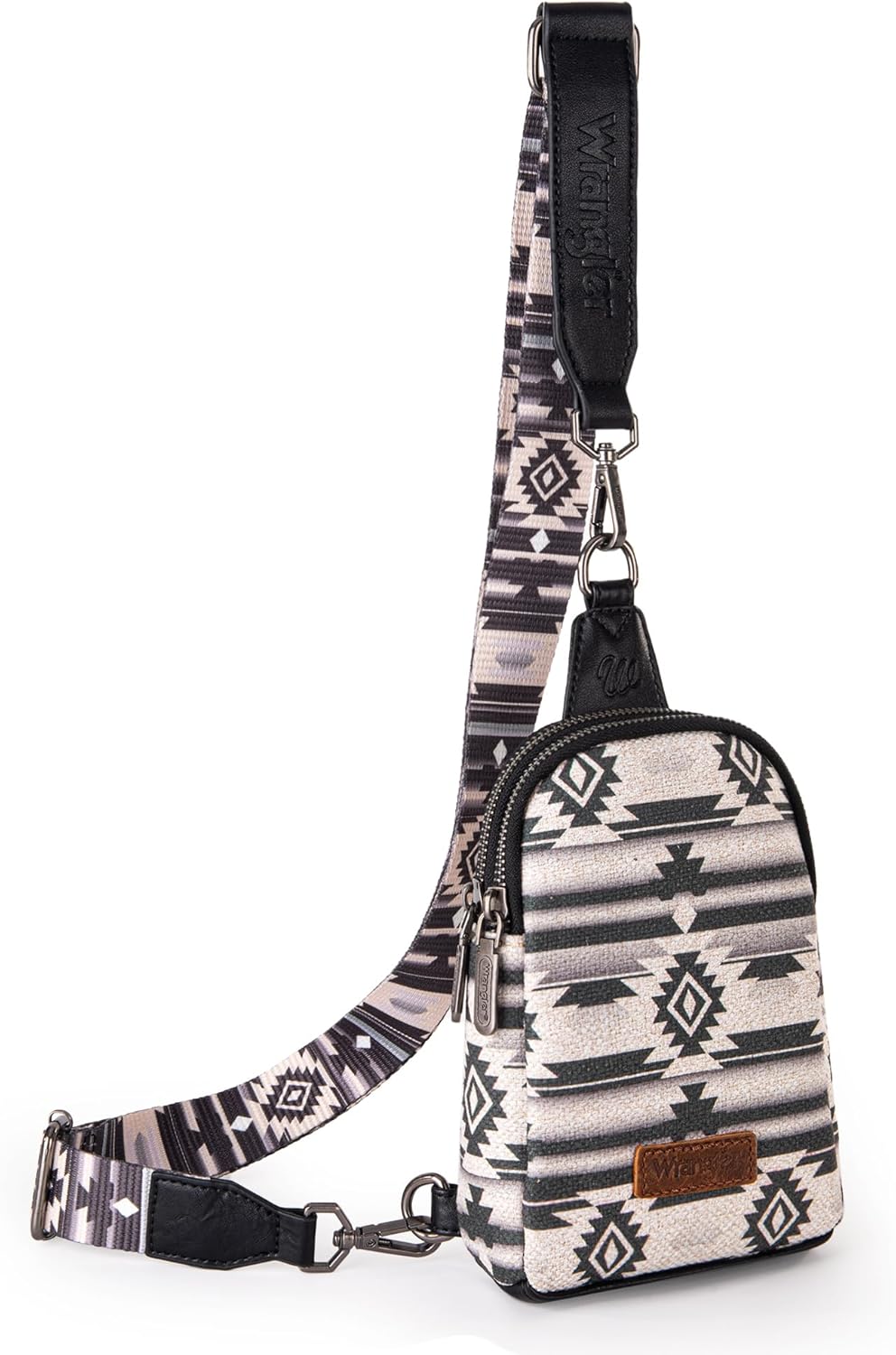 Wrangler Aztec Crossbody Sling Bags for Women Southwestern Print Purse with Detachable Strap