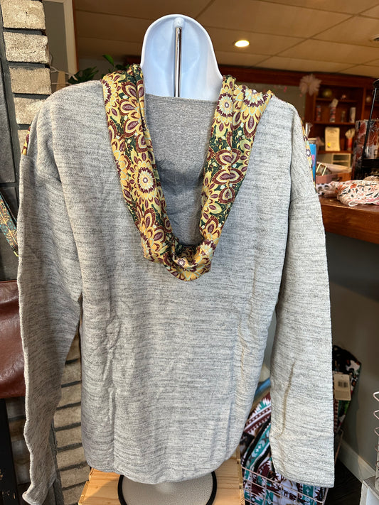 Mandala Print Drop Shoulder Hoodie