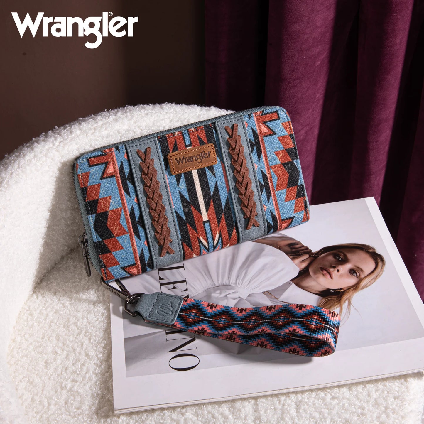 Wrangler Southwestern Art Print Wallet - Navy