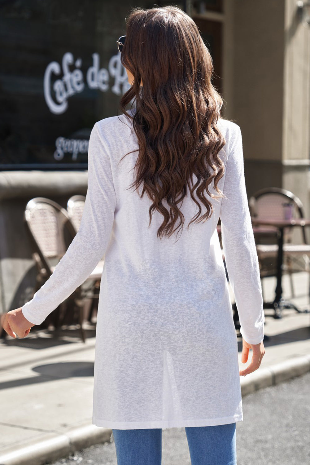 Black Casual Button Front Open Front Cover Up