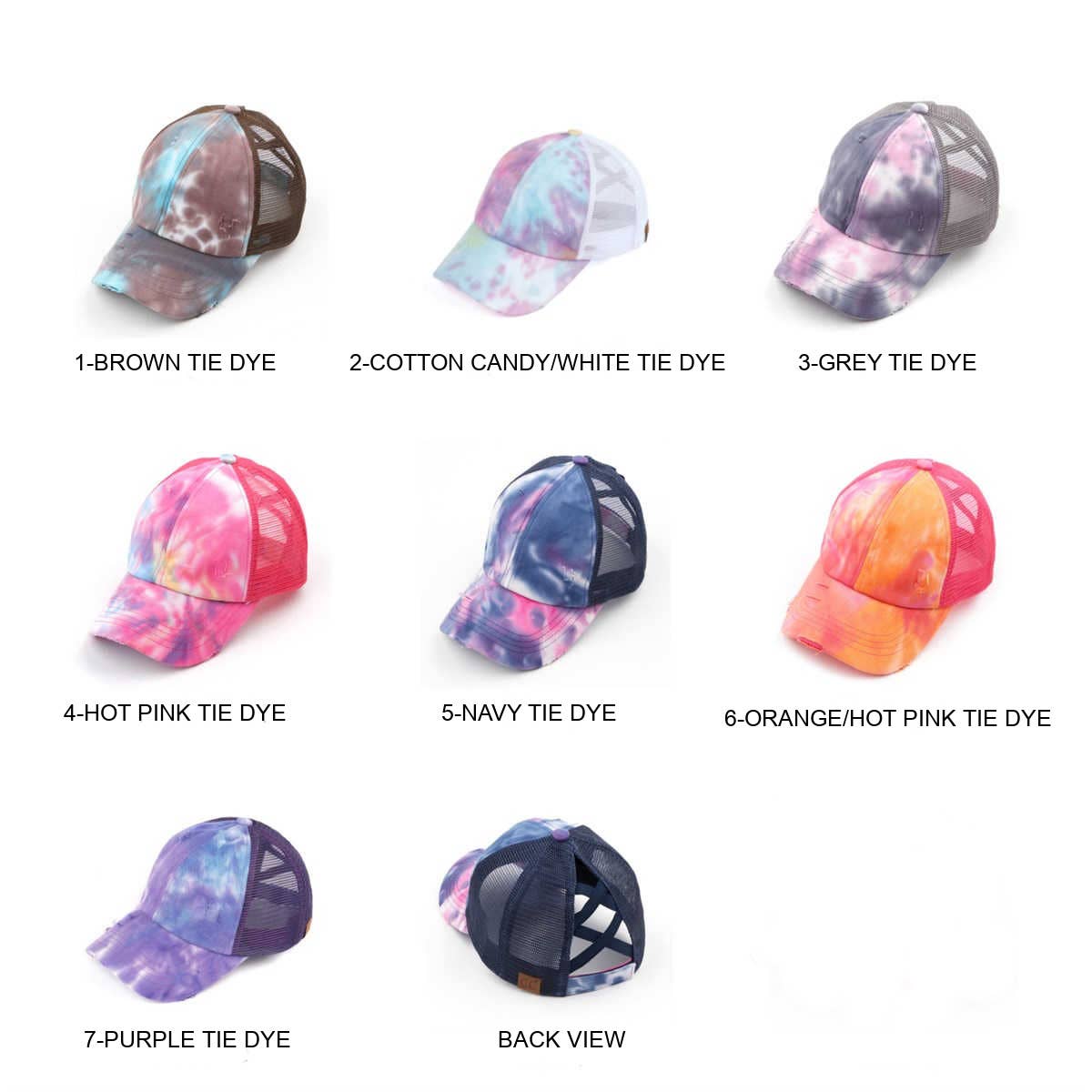 CC Tie-Dye Mesh Criss-Cross Pony Cap