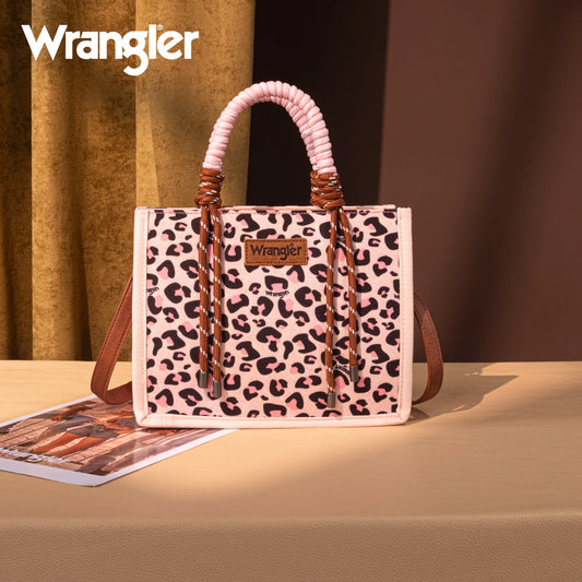 Wrangler Leopard Print Tote/Crossbody - Pink