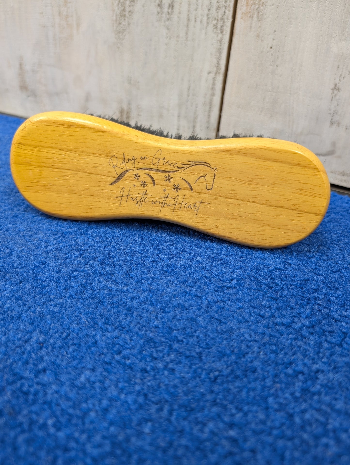 Riding on Grace Horse Brush Lasered