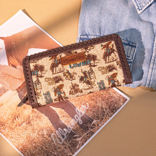 Wrangler Vintage Retro Cowboy Cool Print Wallet