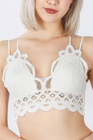crochet lace bralette with bra pads