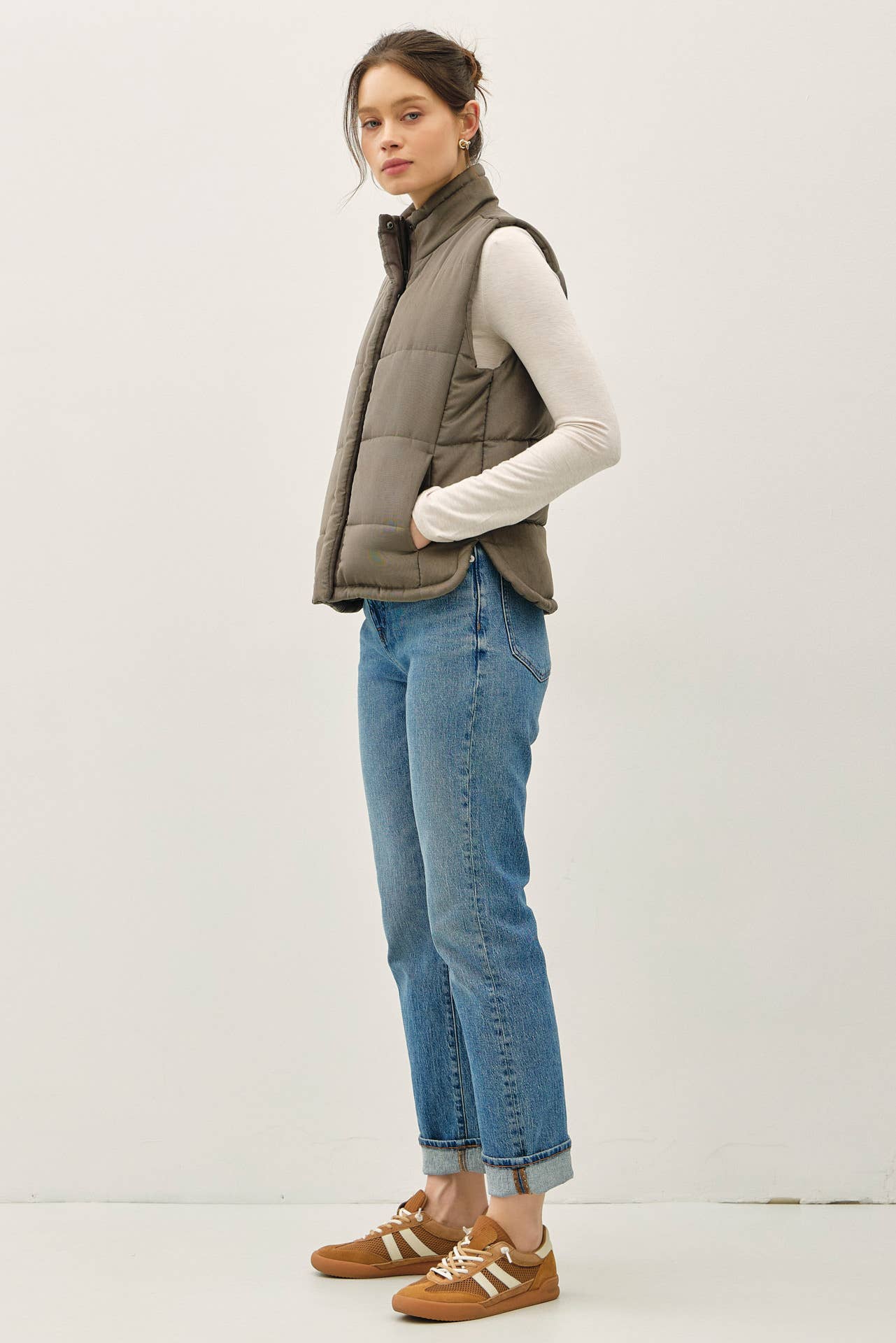 NEW COLOR-SUEDE LIKE PUFFER VEST