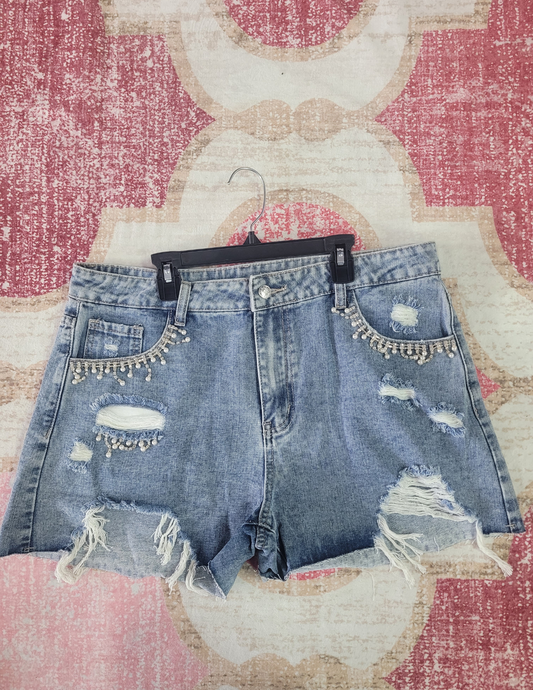 rhinestone womens jean shorts