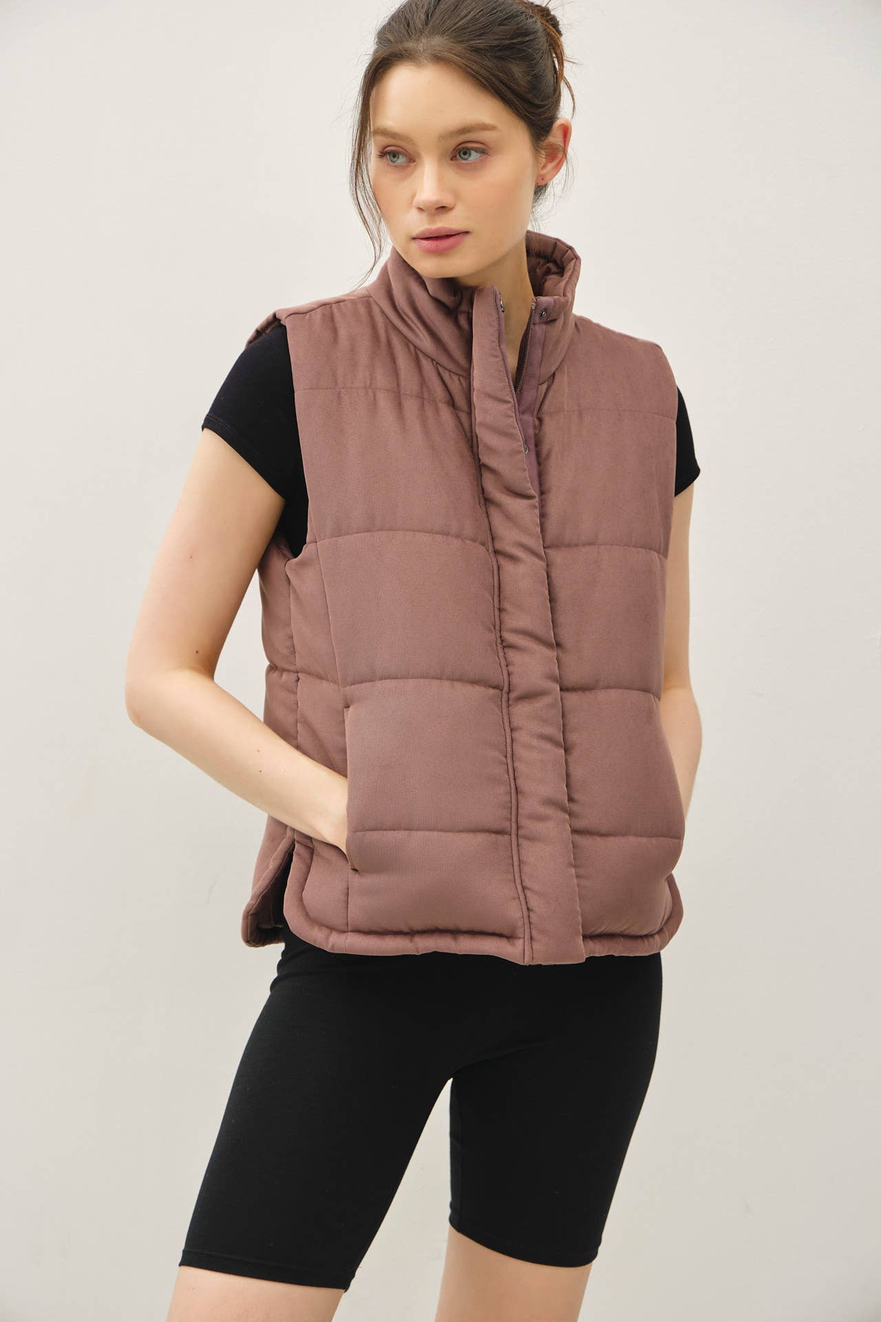 NEW COLOR-SUEDE LIKE PUFFER VEST