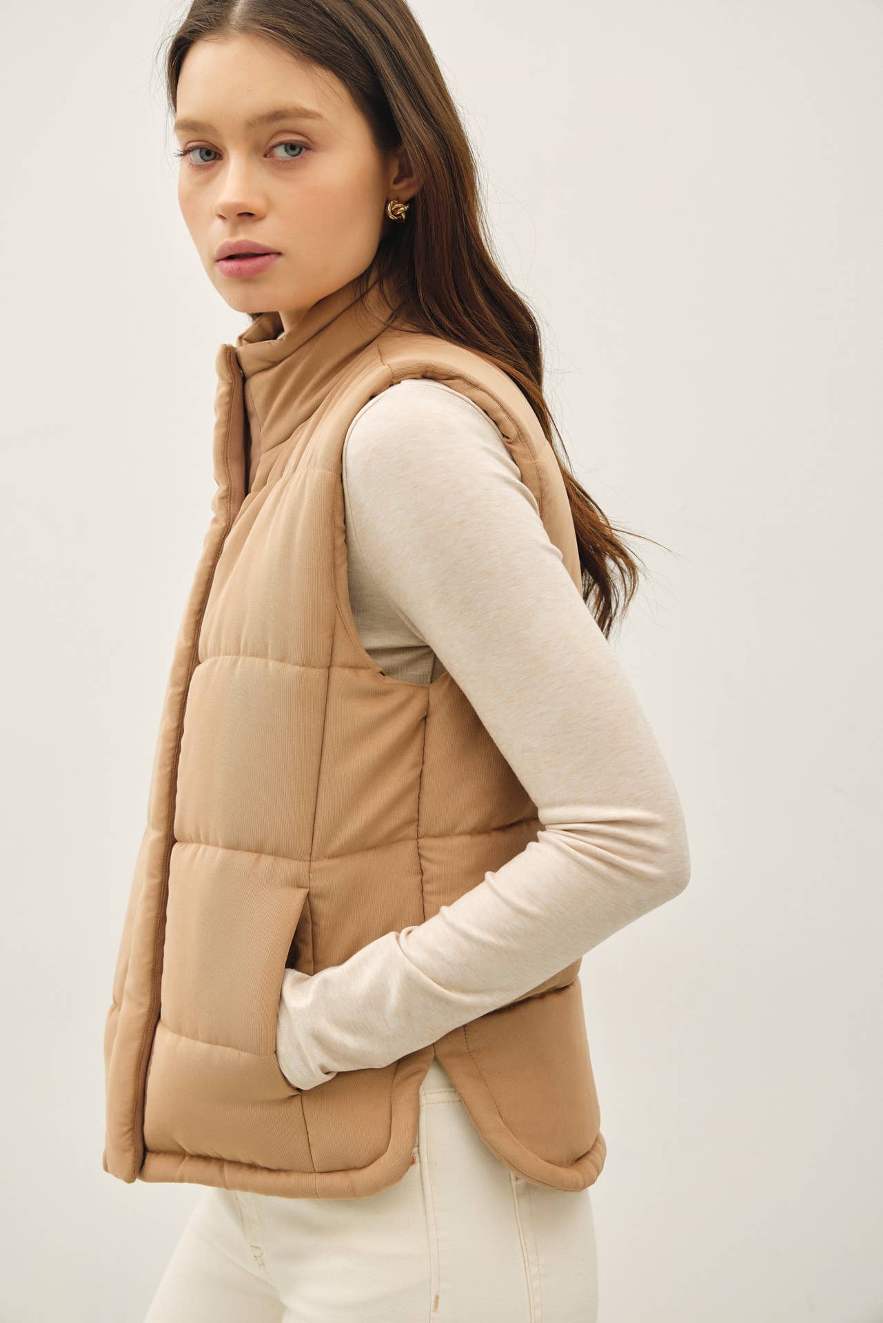 NEW COLOR-SUEDE LIKE PUFFER VEST