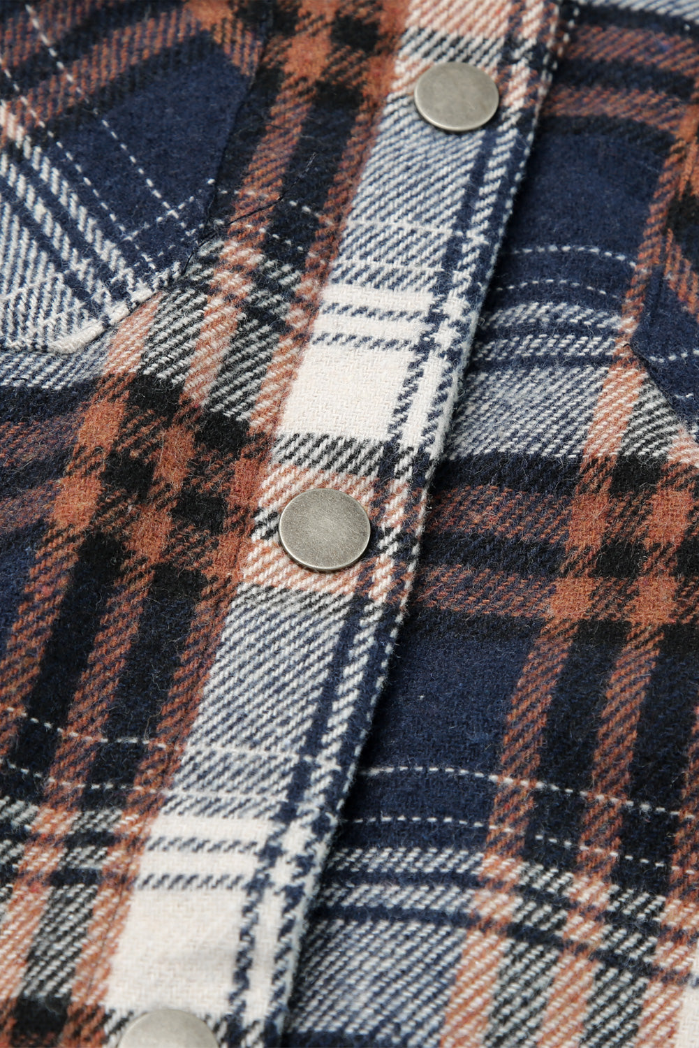 Gray Snap Button Sherpa Lined Hooded Flannel Jacket