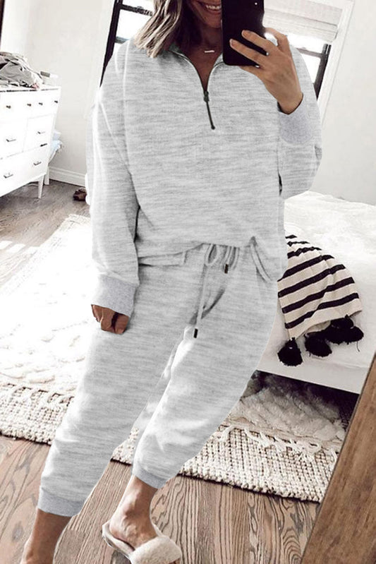 Gray Zipper Pullover and Joggers Plus Size Outfitsi