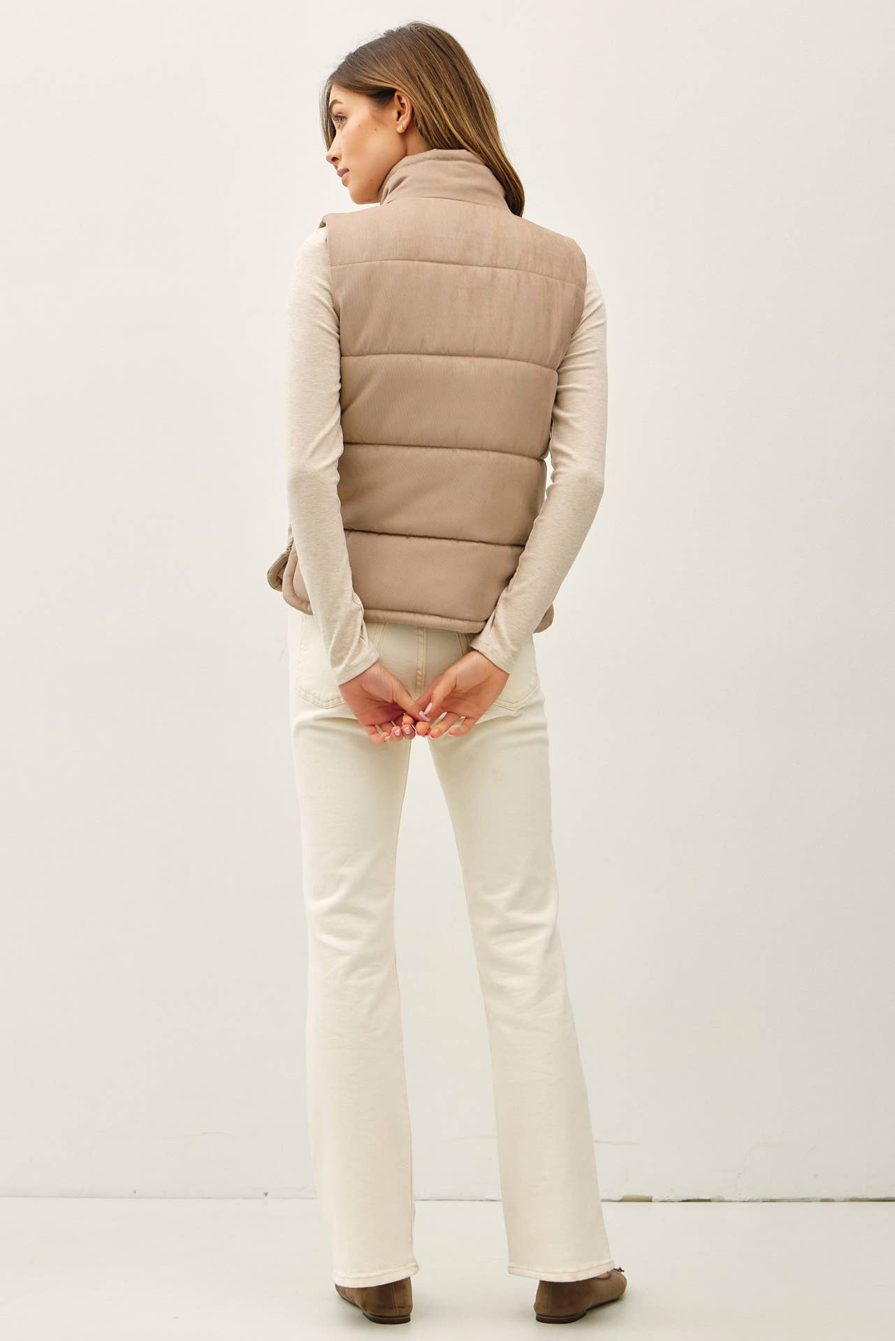NEW COLOR-SUEDE LIKE PUFFER VEST