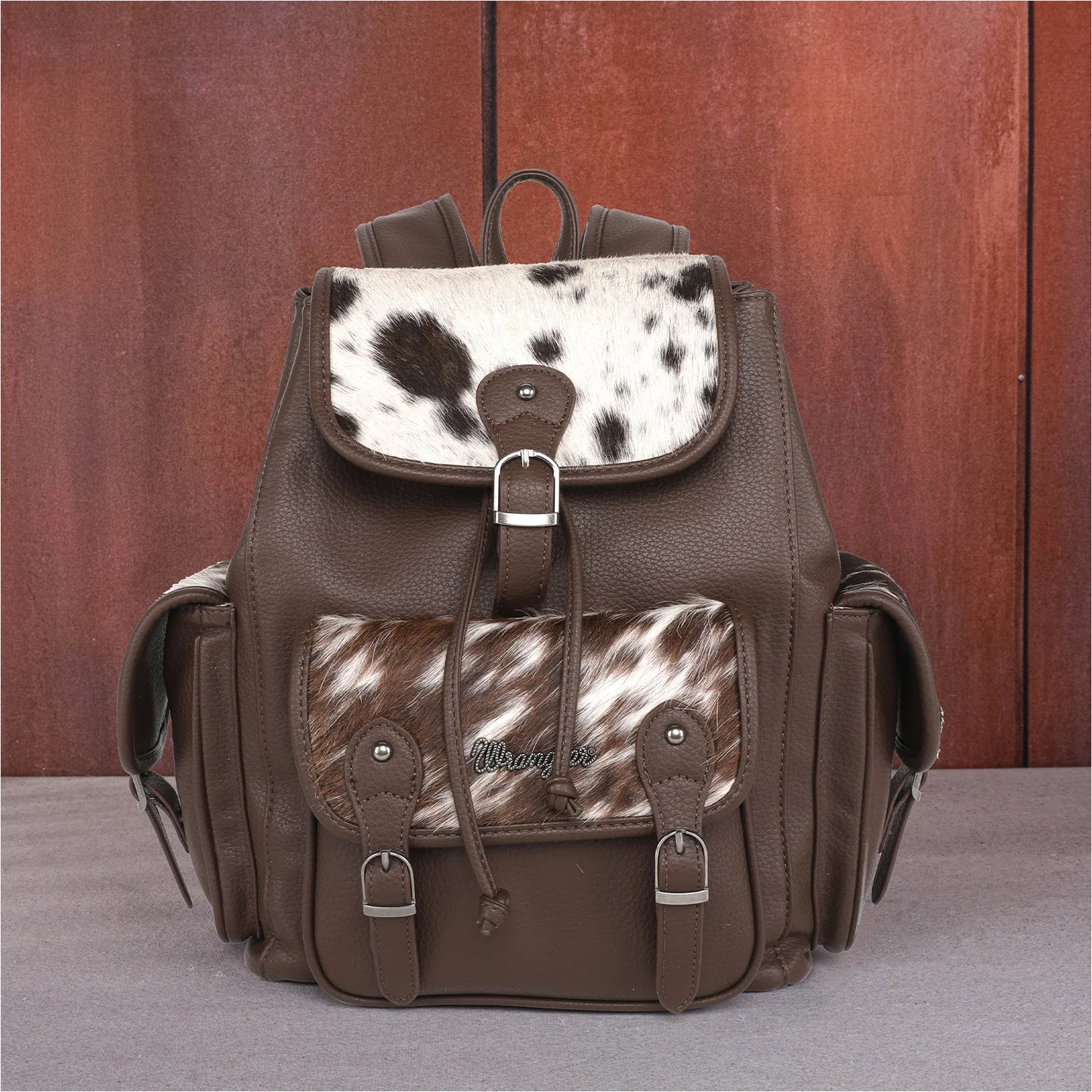 Wrangler Hair-on Cowhide Backpack - Coffee