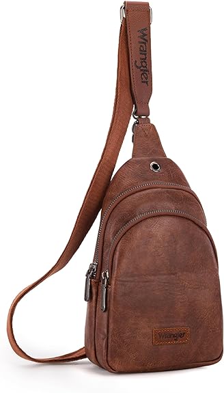 Wrangler Sling Bag/Crossbody/Chest Bag Dual Zippered Compartment - Dark Brown