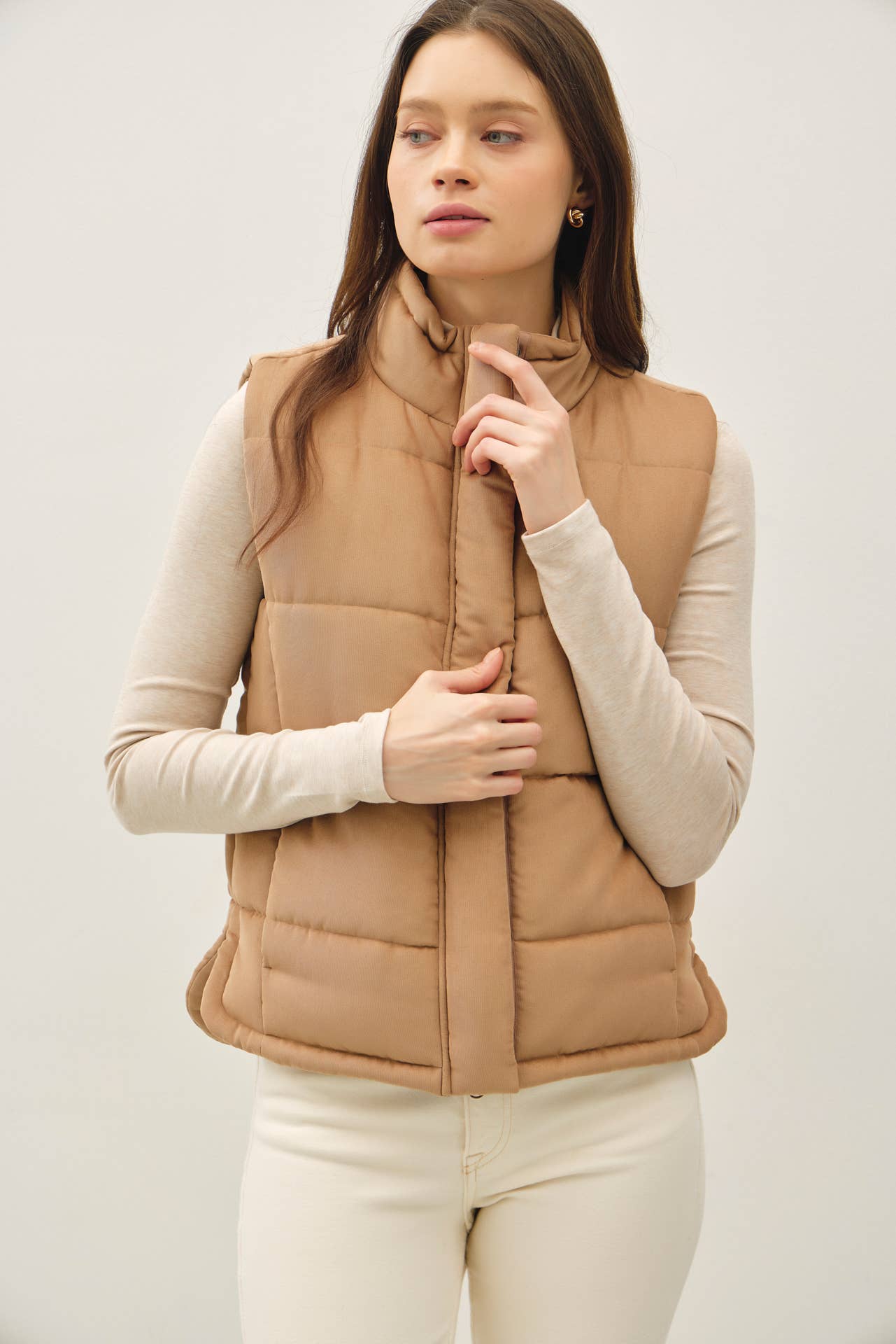 NEW COLOR-SUEDE LIKE PUFFER VEST