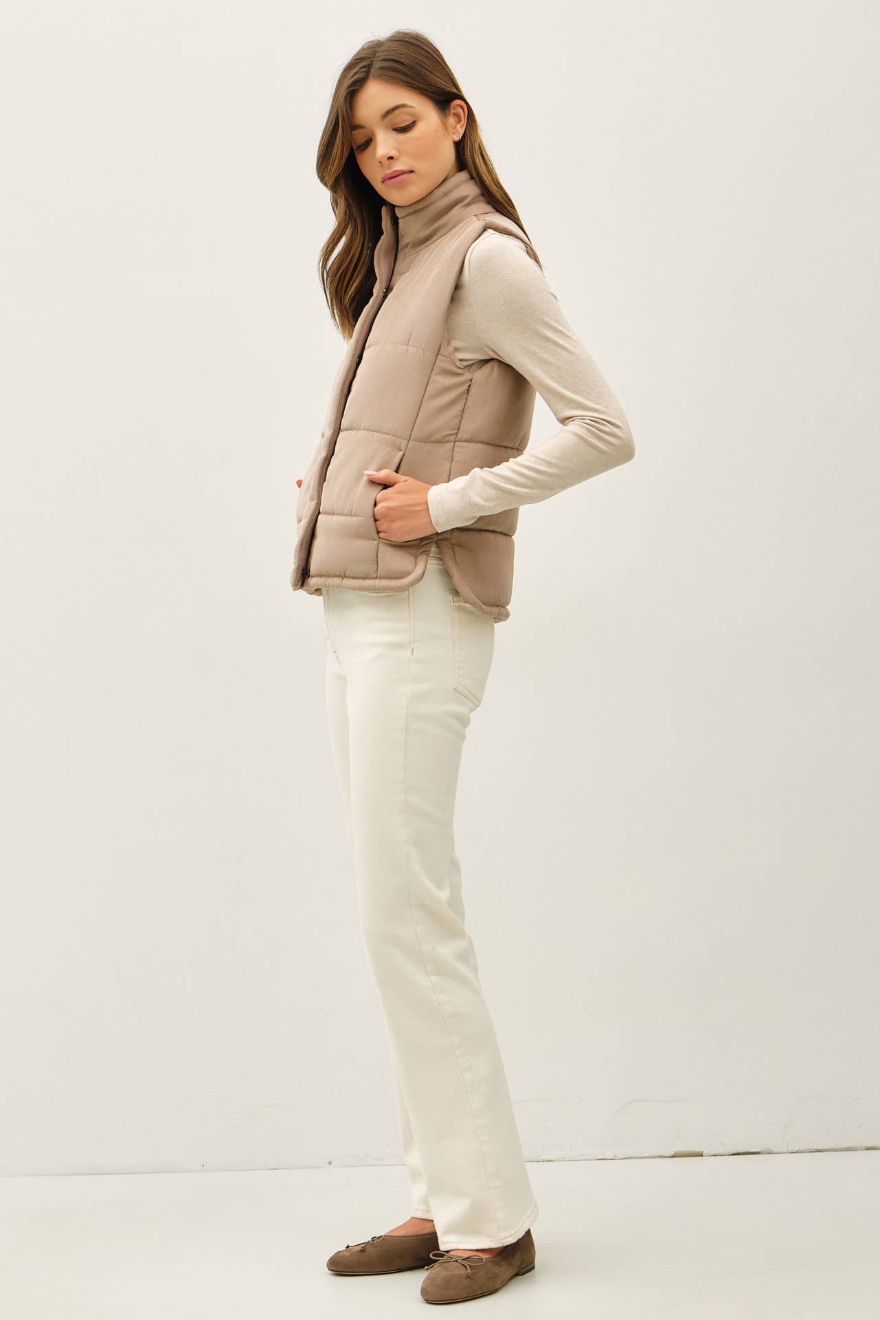 NEW COLOR-SUEDE LIKE PUFFER VEST