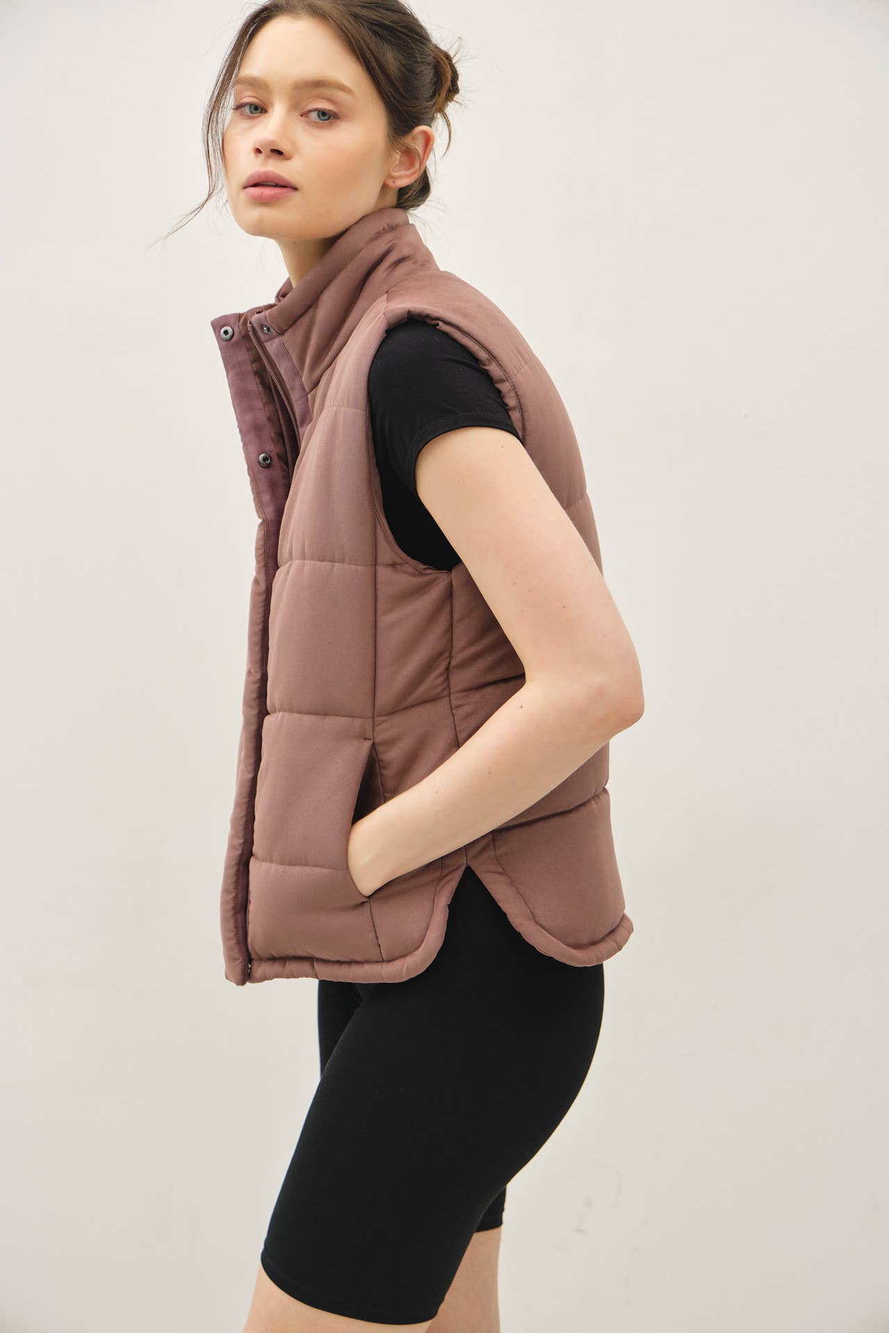 NEW COLOR-SUEDE LIKE PUFFER VEST