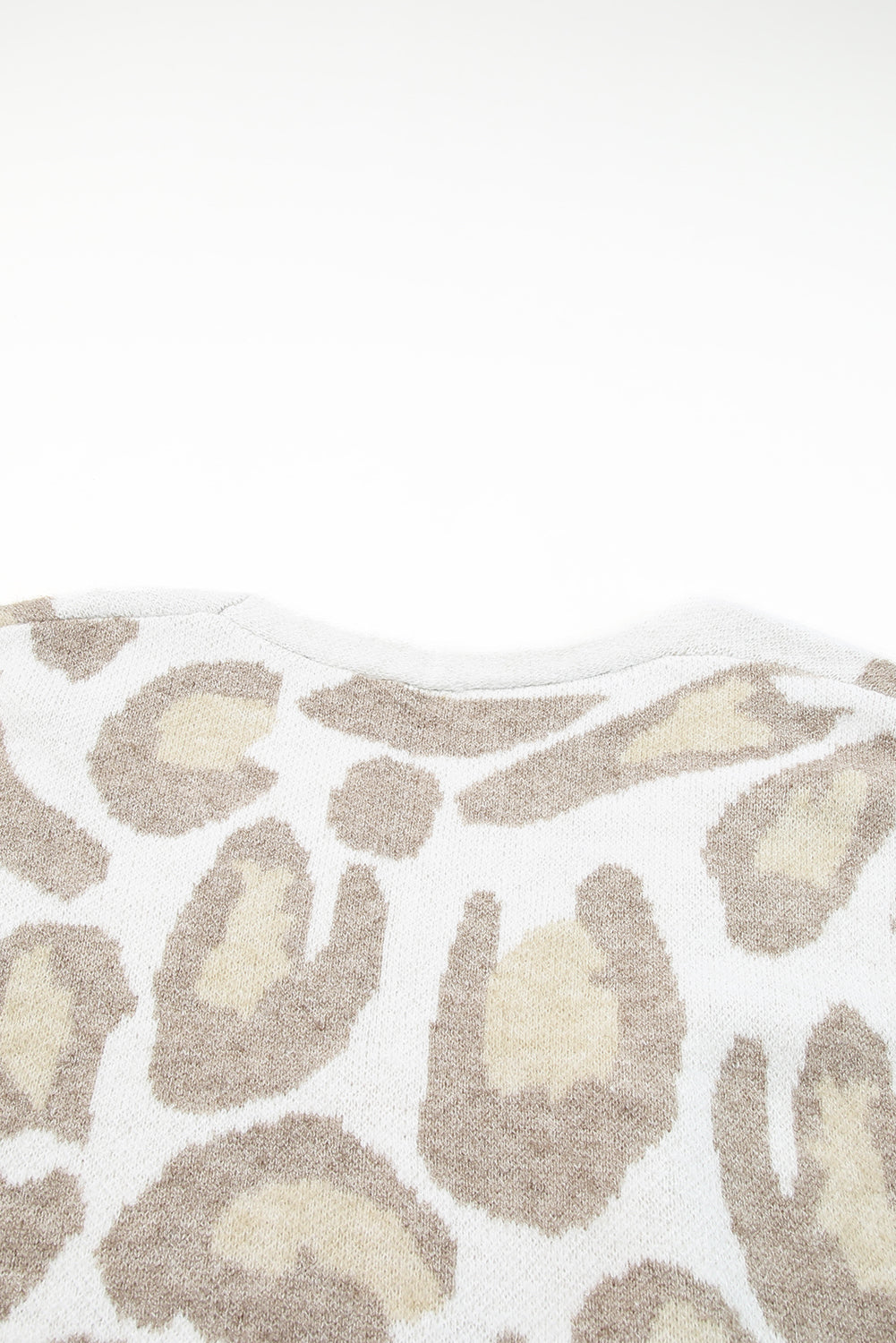 Beige Leopard Pattern Plus Size Long Cardigan