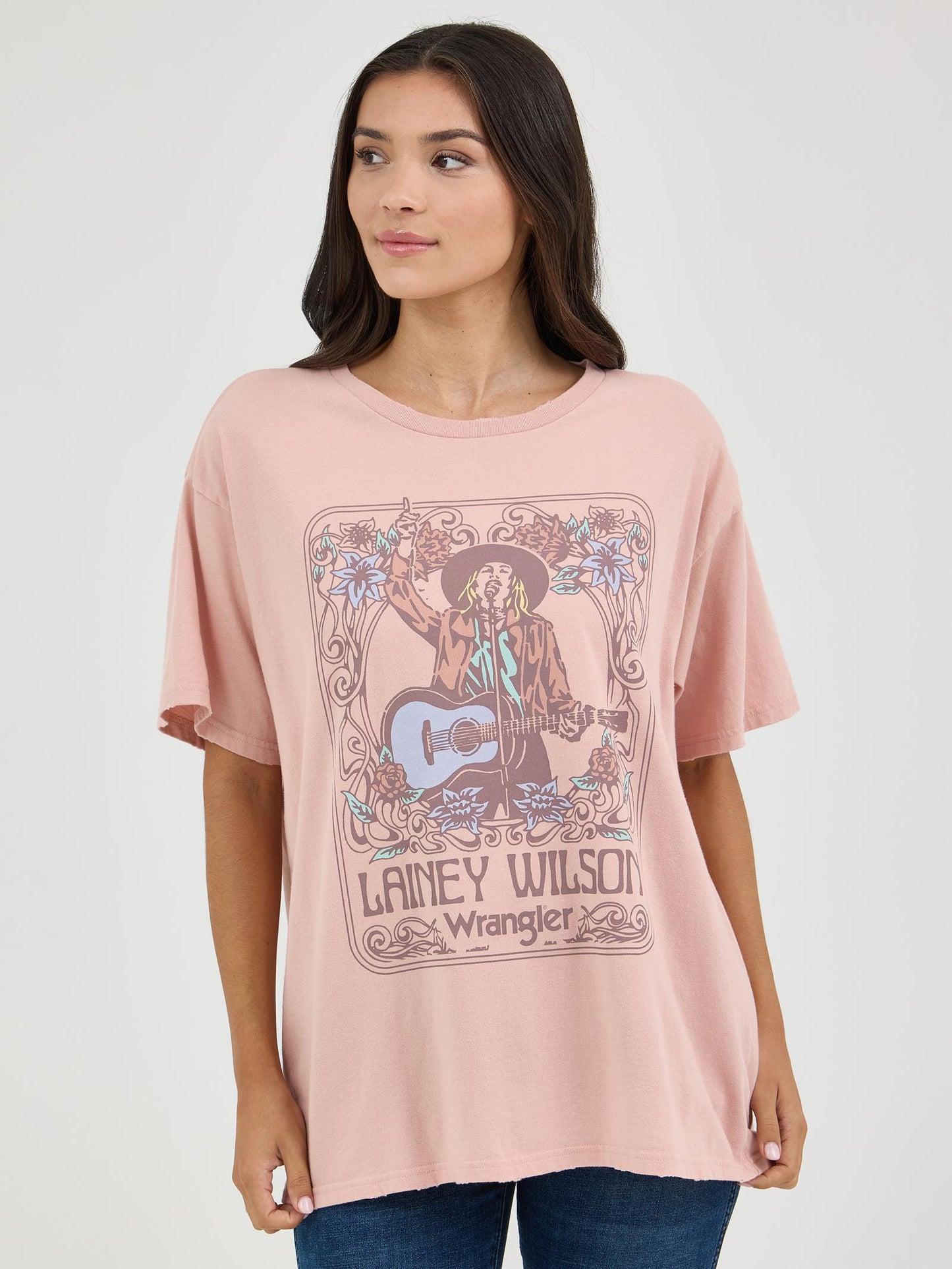Wrangler® Short Sleeve Graphic T-Shirt - Lainey Wilson - Oversized Fit - Misty Rose