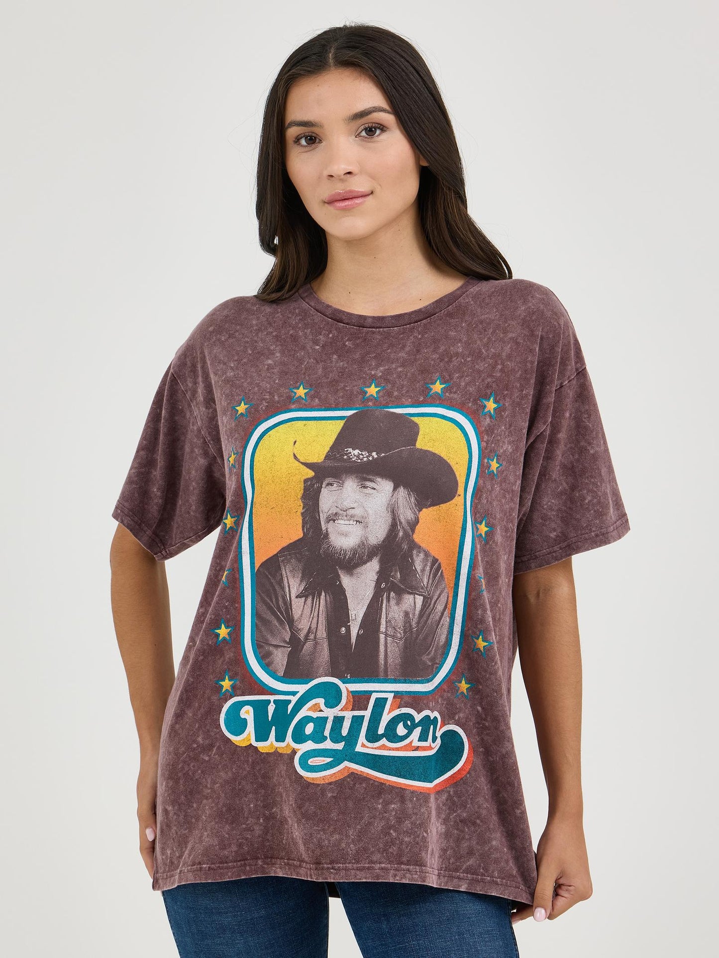 Wrangler® Short Sleeve Graphic T-Shirt - Waylon Jennings - Oversized Fit - Fudge -